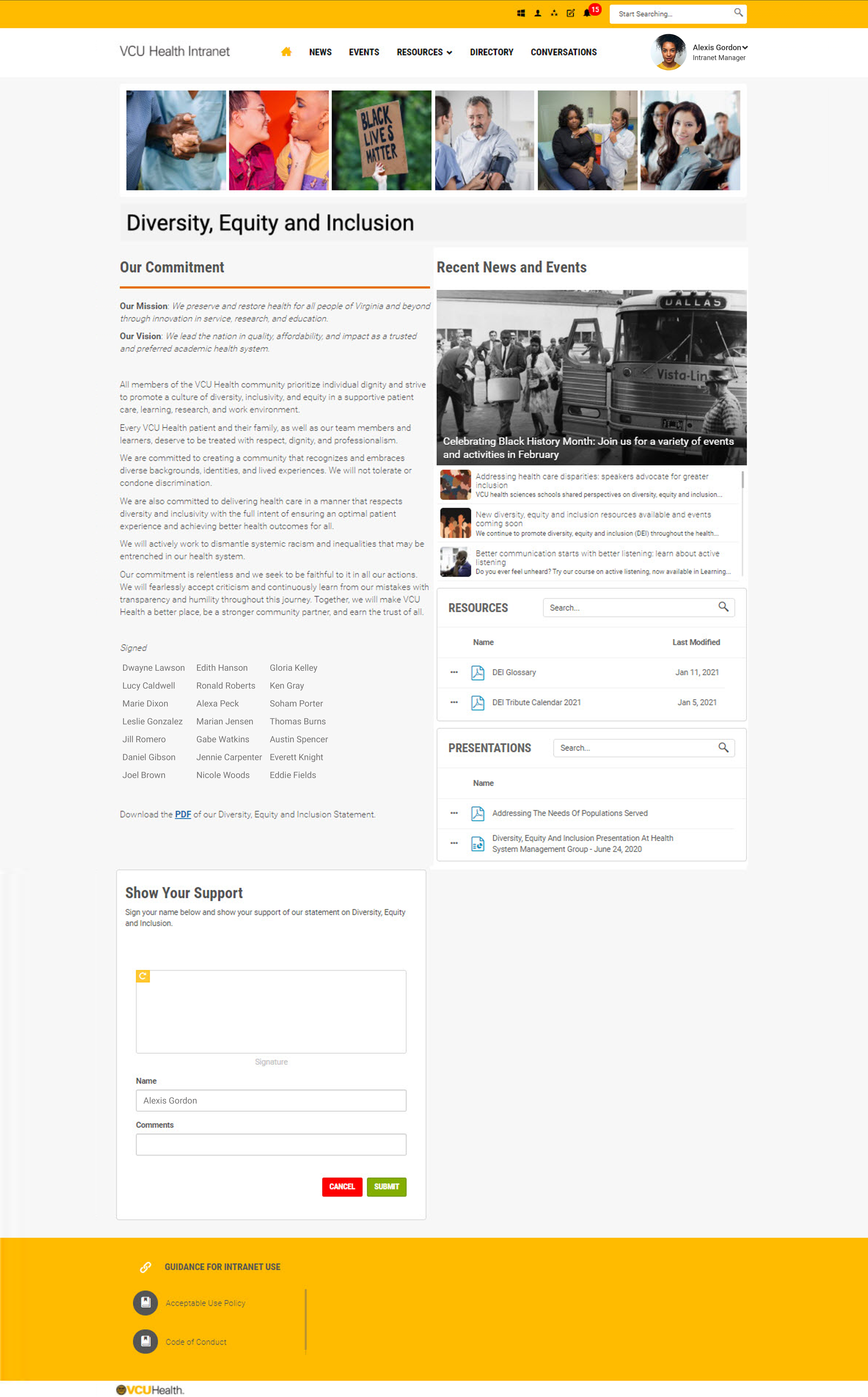 Building a culture of inclusivity: empowerment and lasting change with VCU Health’s intranet