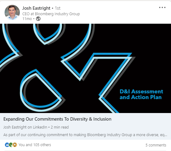 Communicating on DE&I At Bloomberg Industry Group - The CEO Setting The Tone