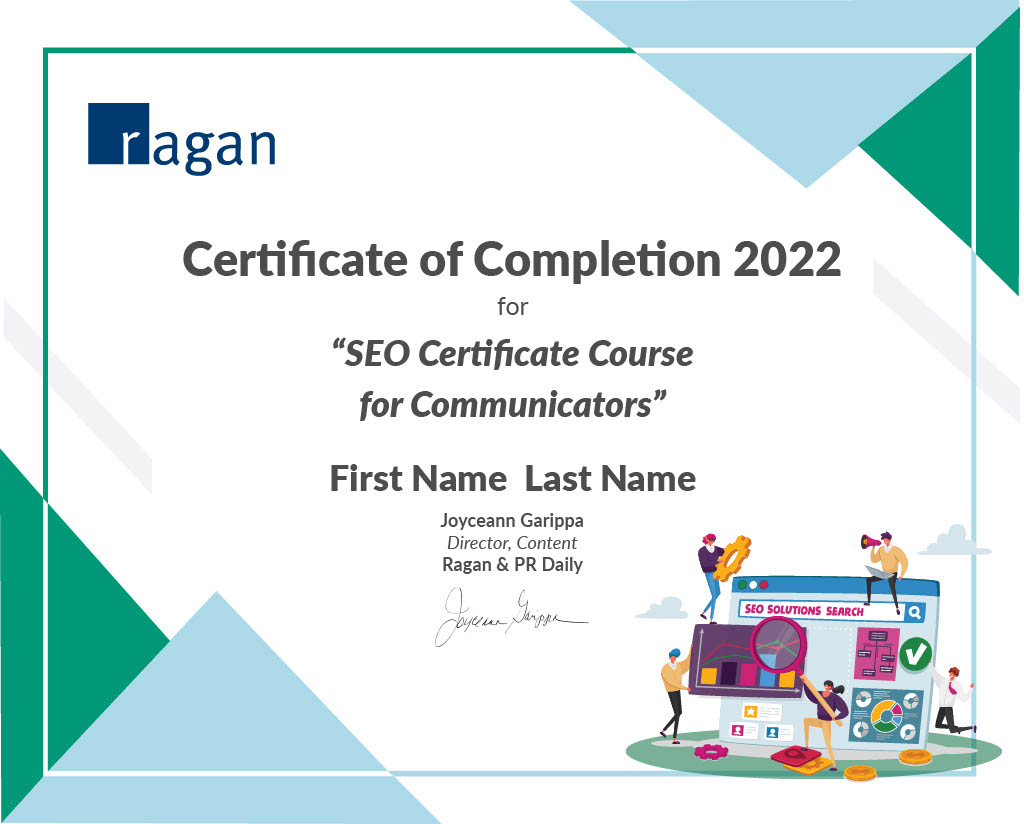SEO Certificate Course for Communicators Certificate