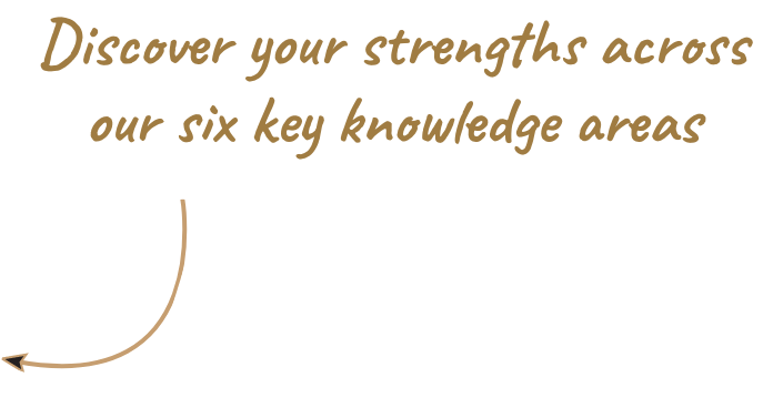 Discover your strength accross 6 key knowledge areas.