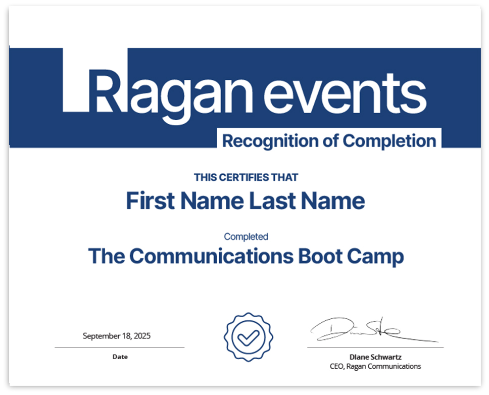 The Communications Boot Camp Certificate