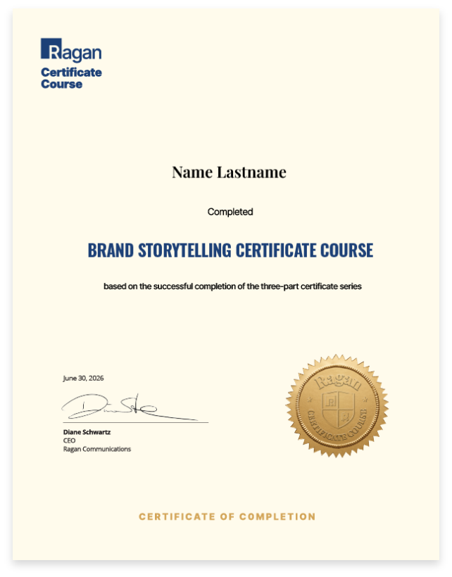 Brand Storytelling Certificate Course Certificate