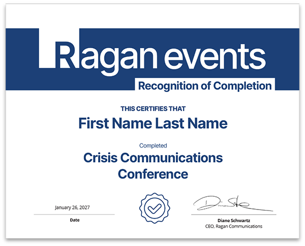 Crisis Communications Virtual Conference Certificate